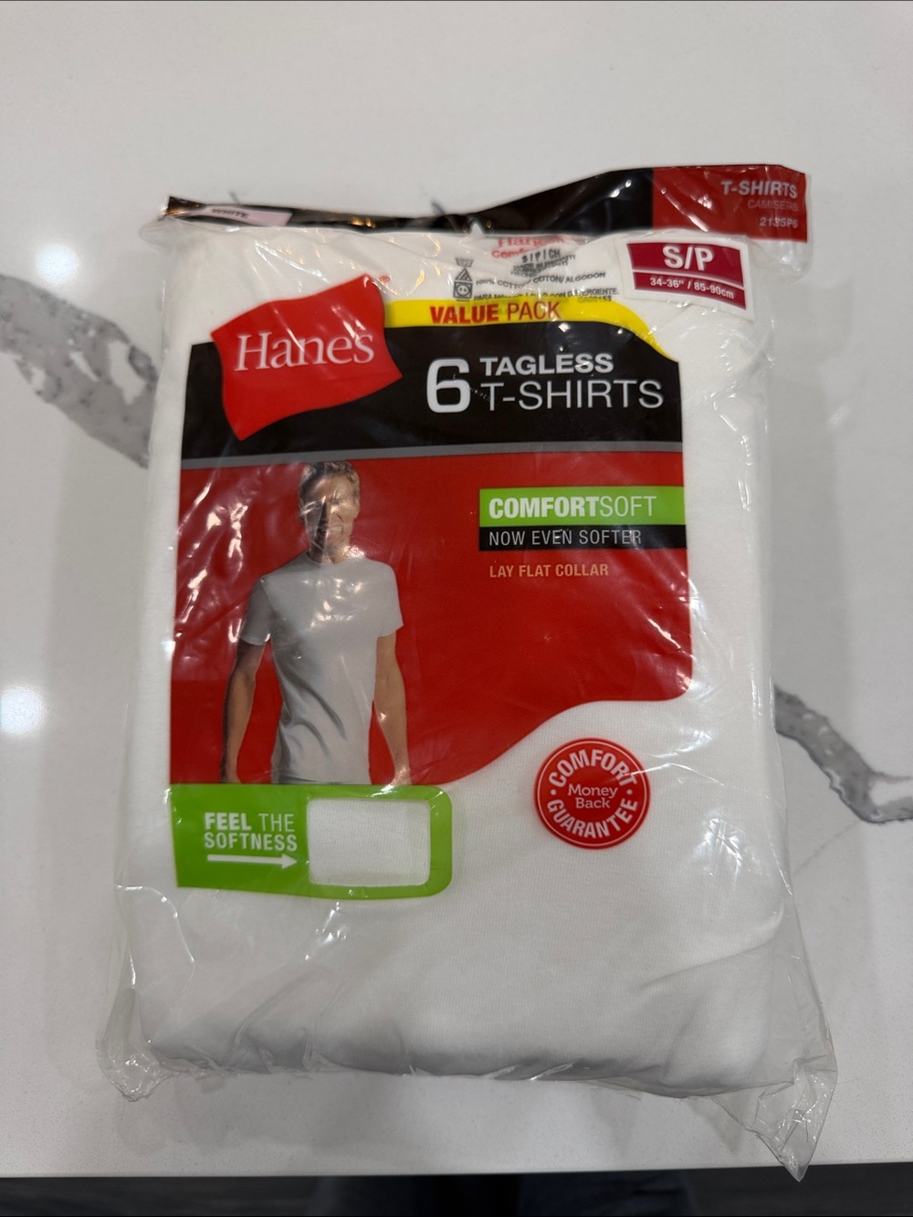 Hanes White 6-Pack Tagless ComfortSoft T-Shirts